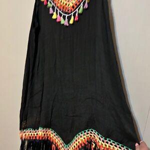 Black Dress with Colorful Tassels